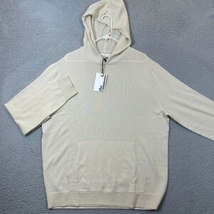 NEW The Commons Hoodie Mens XL Beige Cream Merino Knit Pullover Casual Sweater